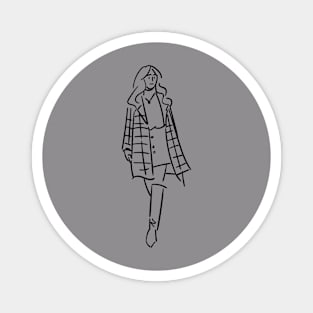 Minimalist Art Girl Walking Magnet